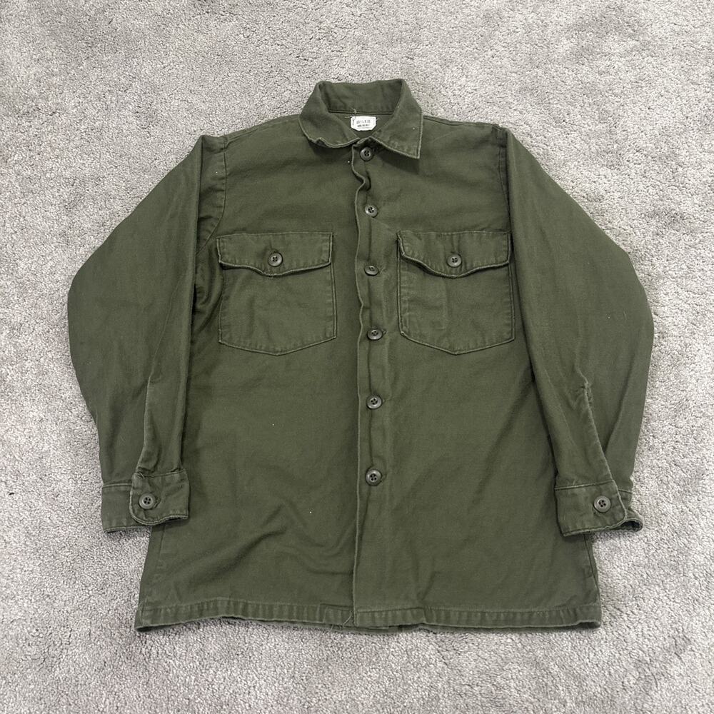 Vintage US Army 1970s Shirt Man’s Cotton Sateen OG 107 Size 15-1/2 X 31